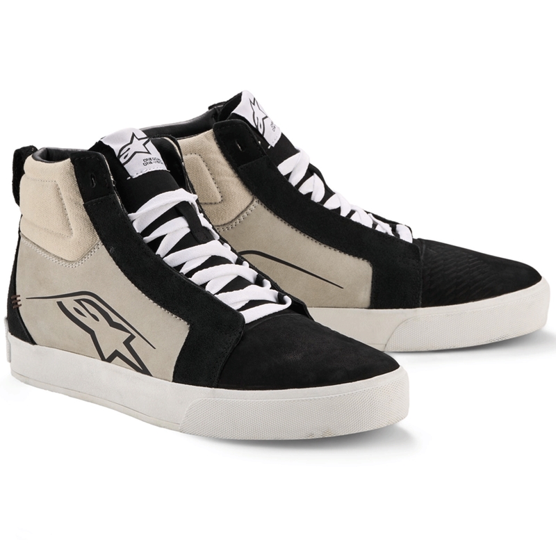 Bottes de moto Alpinestars Ride-63 en cuir noir-gris clair-blanc