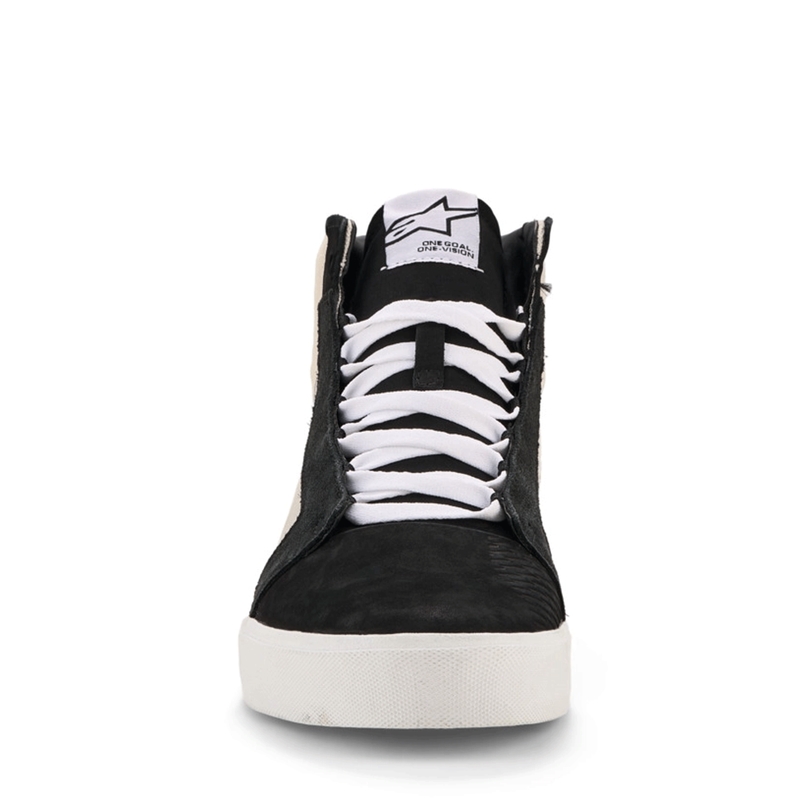 Bottes de moto Alpinestars Ride-63 en cuir noir-gris clair-blanc