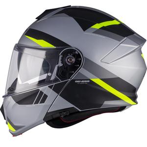 Casque de moto modulable MT Genesis R SV Cheeky C3 noir-gris-jaune fluo
