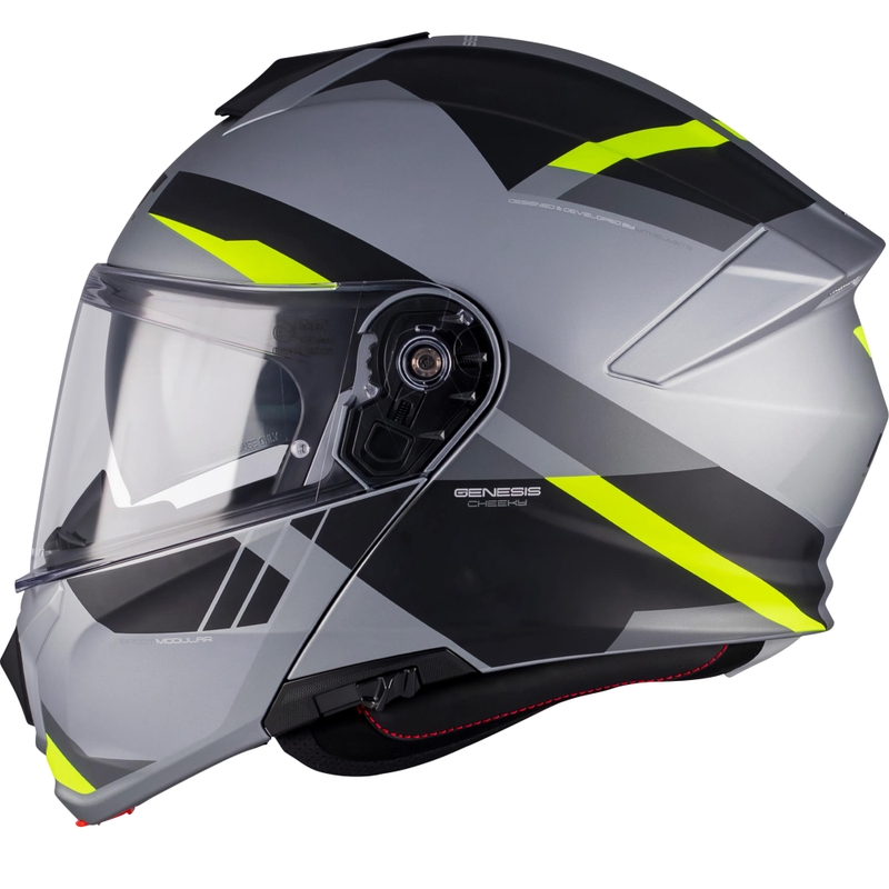 Casque de moto modulable MT Genesis R SV Cheeky C3 noir-gris-jaune fluo