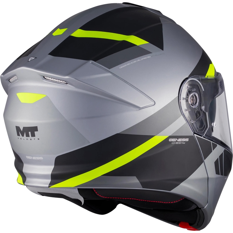 Casque de moto modulable MT Genesis R SV Cheeky C3 noir-gris-jaune fluo