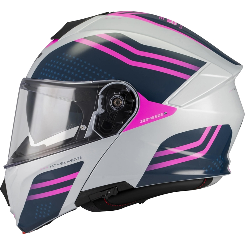 Casque de moto modulable MT Genesis R SV Vibe C8 gris-bleu-rose