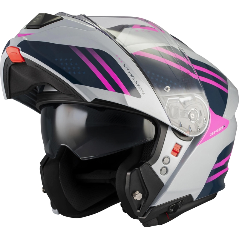 Casque de moto modulable MT Genesis R SV Vibe C8 gris-bleu-rose