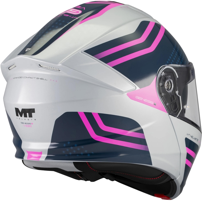 Casque de moto modulable MT Genesis R SV Vibe C8 gris-bleu-rose