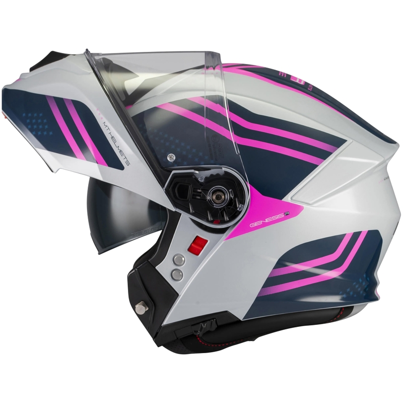 Casque de moto modulable MT Genesis R SV Vibe C8 gris-bleu-rose