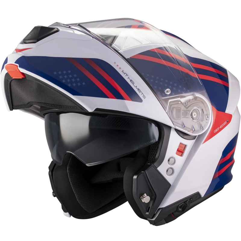 Casque de moto modulable MT Genesis R SV Vibe A7 blanc-bleu-rouge