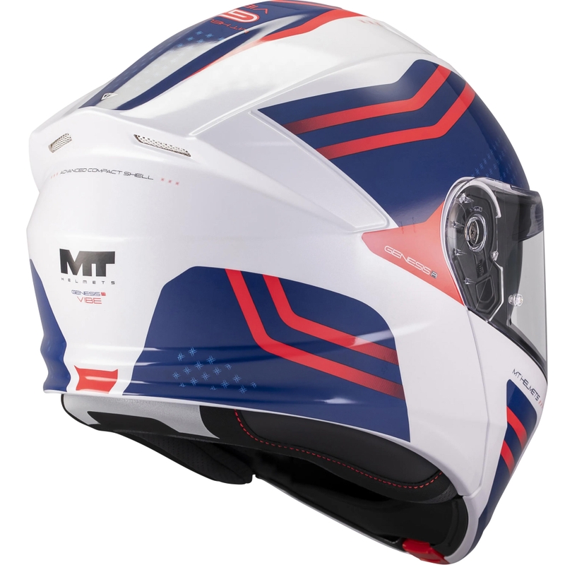 Casque de moto modulable MT Genesis R SV Vibe A7 blanc-bleu-rouge