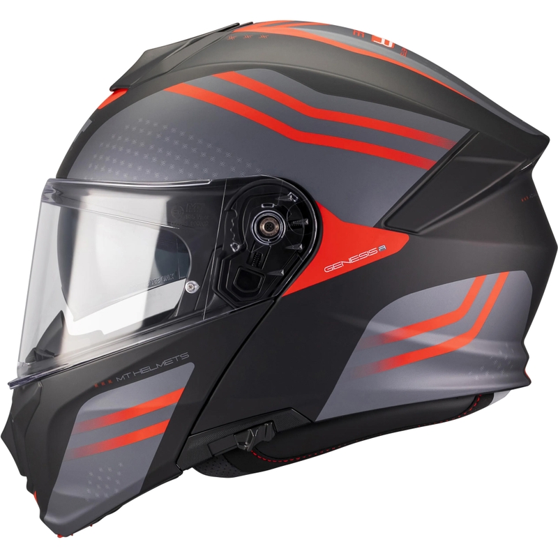 Casque de moto modulable MT Genesis R SV Vibe B5 noir mat-gris-rouge