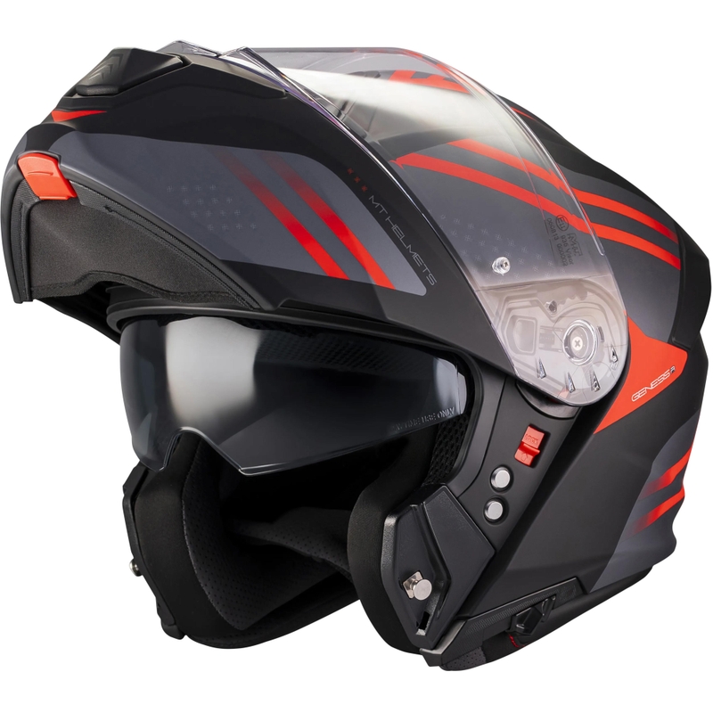 Casque de moto modulable MT Genesis R SV Vibe B5 noir mat-gris-rouge