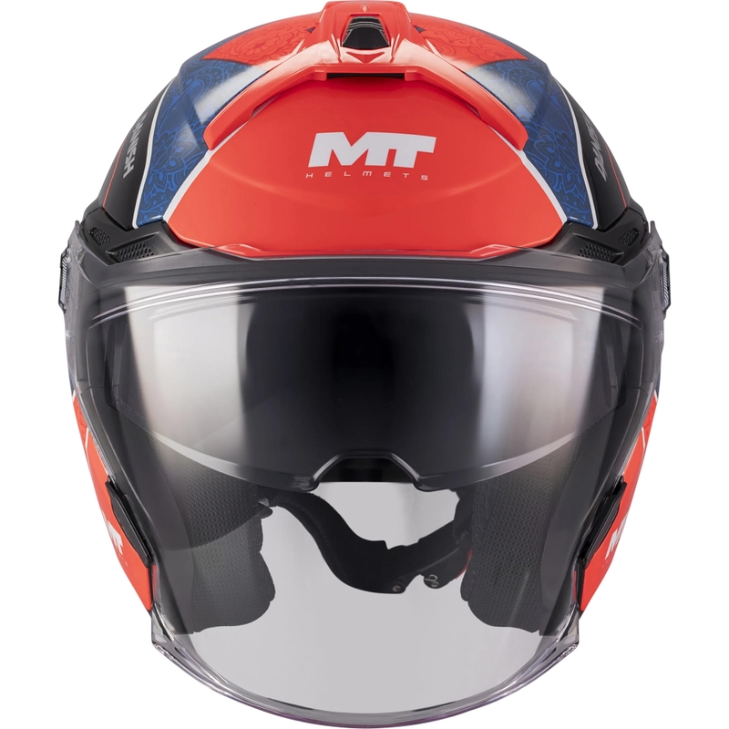 Casque de moto ouvert MT Cosmo SV Danish 26 Saison C5 bleu-rouge-blanc-noir