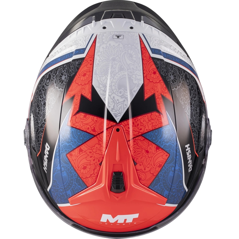 Casque de moto ouvert MT Cosmo SV Danish 26 Saison C5 bleu-rouge-blanc-noir