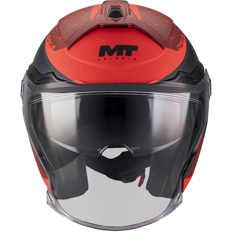 Casque de moto jet MT Cosmo SV Zafiro C16 rouge-vert mat