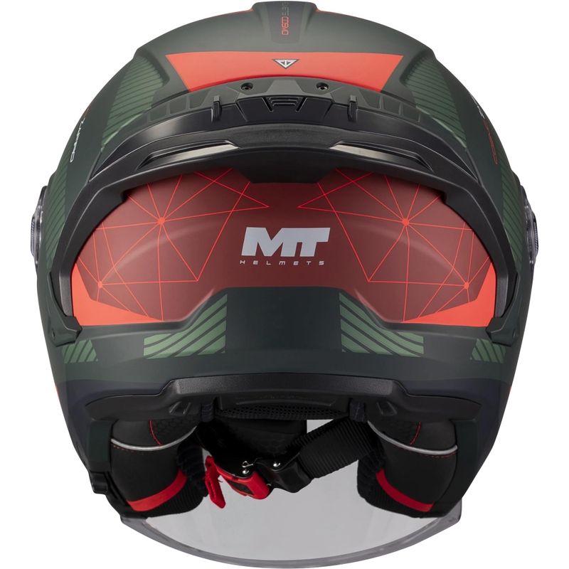 Casque de moto jet MT Cosmo SV Zafiro C16 rouge-vert mat