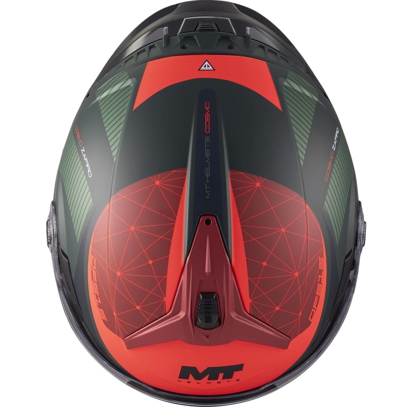 Casque de moto jet MT Cosmo SV Zafiro C16 rouge-vert mat