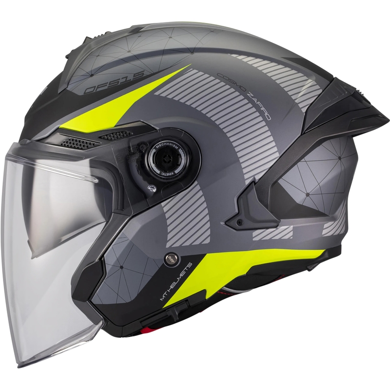 Casque de moto jet MT Cosmo SV Zafiro C3 noir mat-gris-jaune fluo