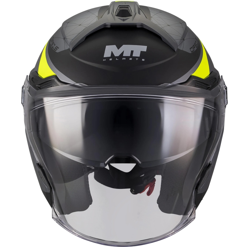 Casque de moto jet MT Cosmo SV Zafiro C3 noir mat-gris-jaune fluo