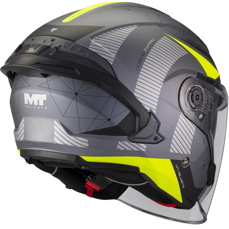 Casque de moto jet MT Cosmo SV Zafiro C3 noir mat-gris-jaune fluo