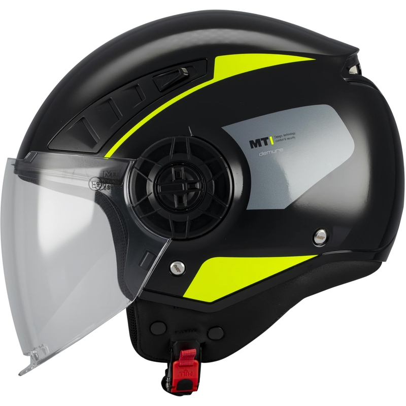 Casque de moto ouvert MT Aeris Demure B5 noir-jaune fluo