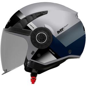 Casque de moto jet MT Aeris Cover C2 gris mat-noir-bleu