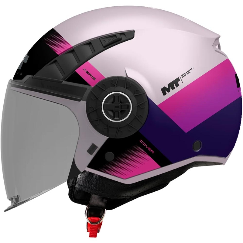 Casque de moto ouvert MT Aeris Cover C8 rose-violet mat