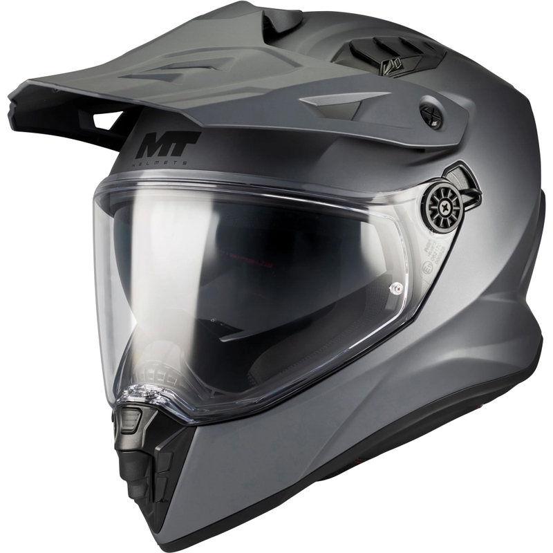Casque de moto enduro MT Track SV Pure A2 gris mat