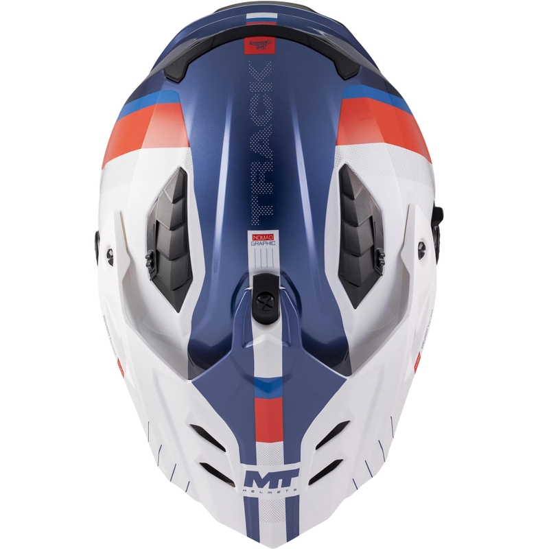 Casque de moto enduro MT Track SV Nomad C0 bleu-blanc-rouge