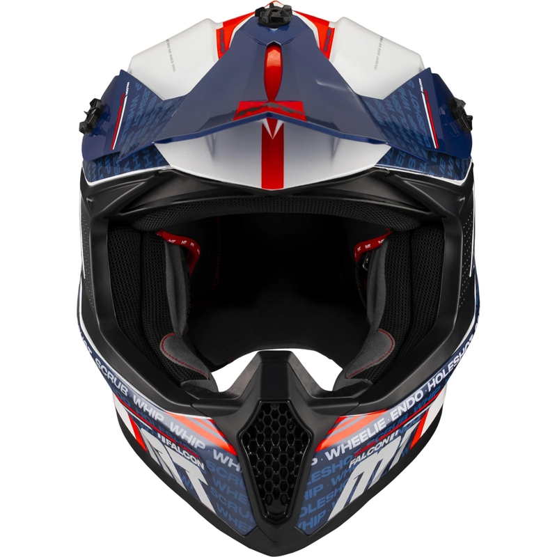 Casque de motocross MT Falcon S Ruler A15 bleu-blanc-rouge