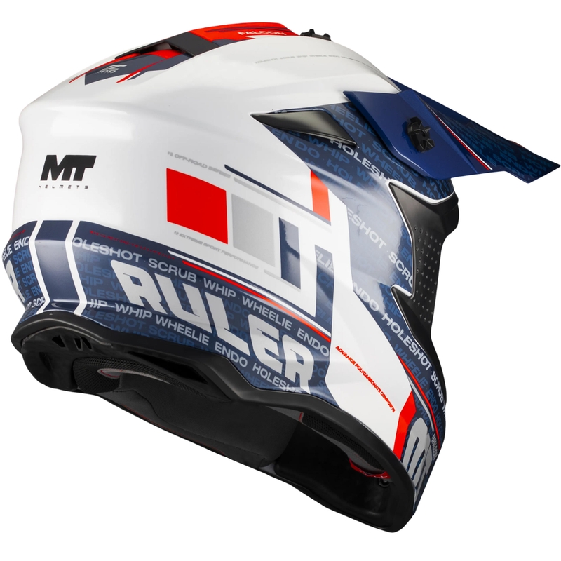 Casque de motocross MT Falcon S Ruler A15 bleu-blanc-rouge