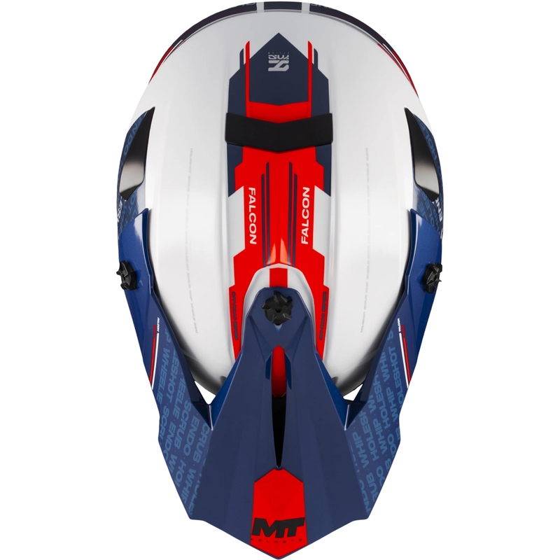 Casque de motocross MT Falcon S Ruler A15 bleu-blanc-rouge