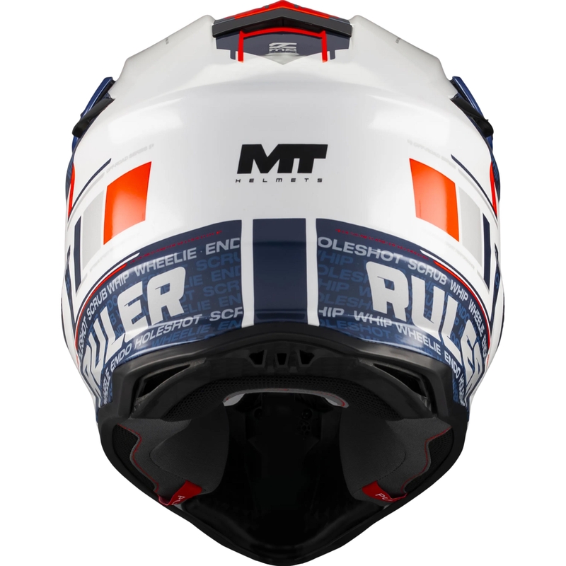 Casque de motocross MT Falcon S Ruler A15 bleu-blanc-rouge