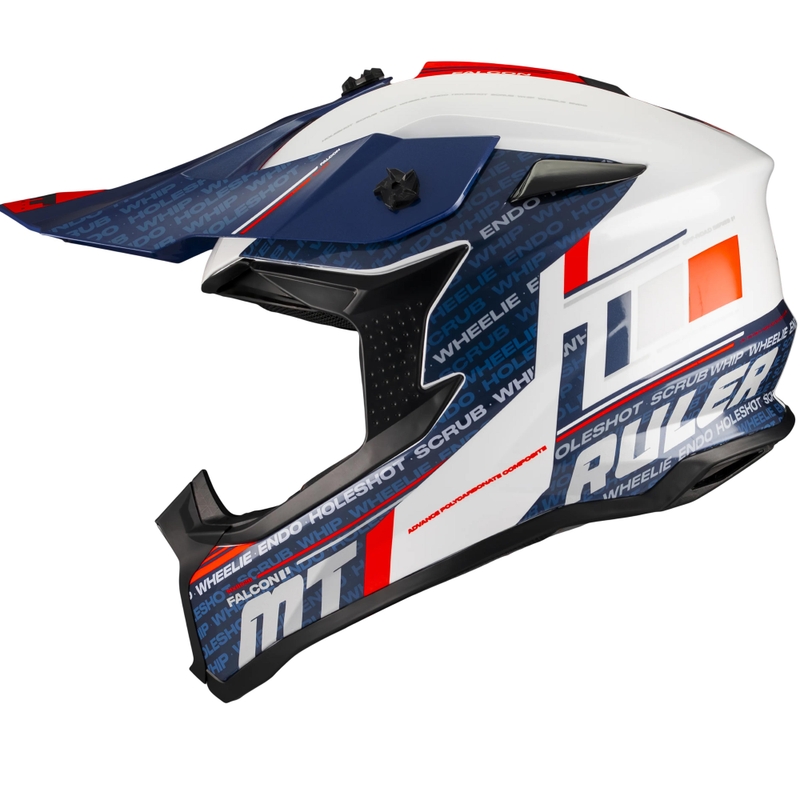 Casque de motocross MT Falcon S Ruler A15 bleu-blanc-rouge