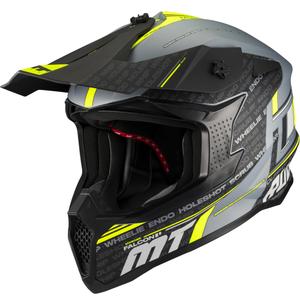 Casque de motocross MT Falcon S Ruler C2 noir mat-gris-jaune fluo