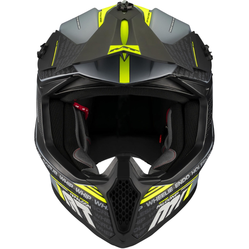 Casque de motocross MT Falcon S Ruler C2 noir mat-gris-jaune fluo