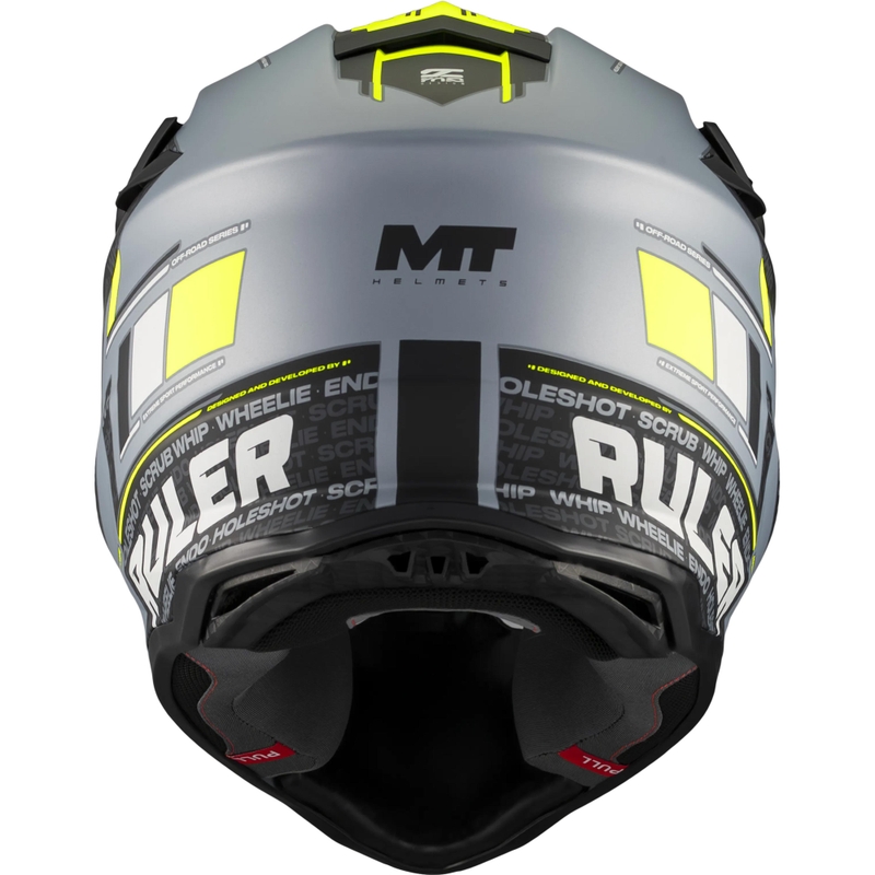 Casque de motocross MT Falcon S Ruler C2 noir mat-gris-jaune fluo