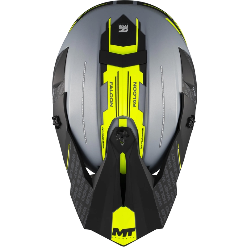 Casque de motocross MT Falcon S Ruler C2 noir mat-gris-jaune fluo