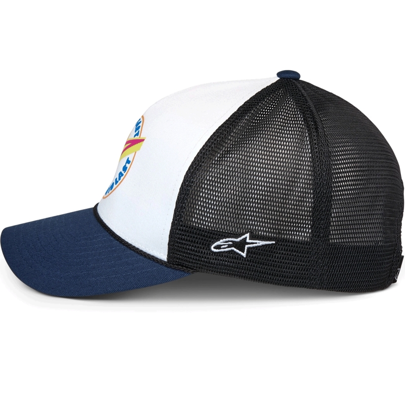 Casquette de camionneur Alpinestars Aorbit blanche-bleue-noire