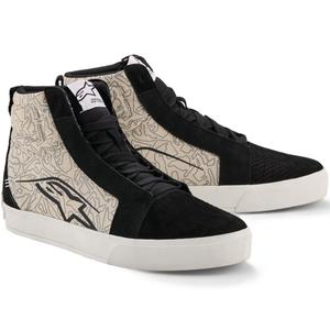 Bottes de moto Alpinestars Ride-63 en toile, noir, gris clair et blanc