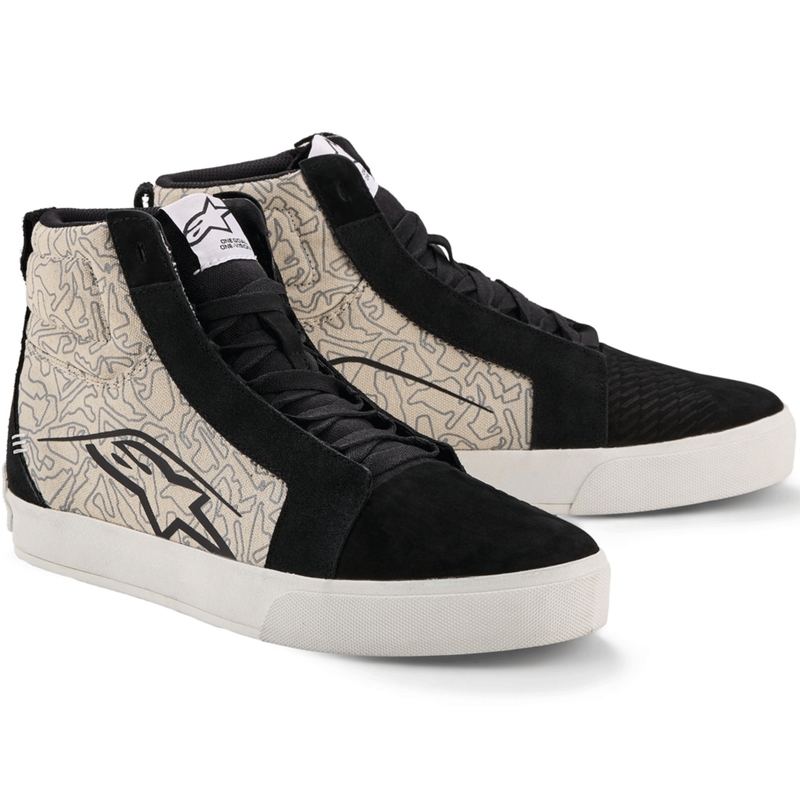 Bottes de moto Alpinestars Ride-63 en toile, noir, gris clair et blanc