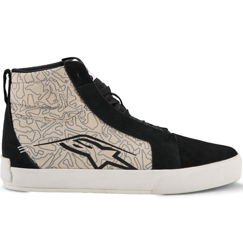Bottes de moto Alpinestars Ride-63 en toile, noir, gris clair et blanc