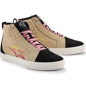 Bottes de moto Alpinestars Ride-63 en toile, crème, noir et blanc