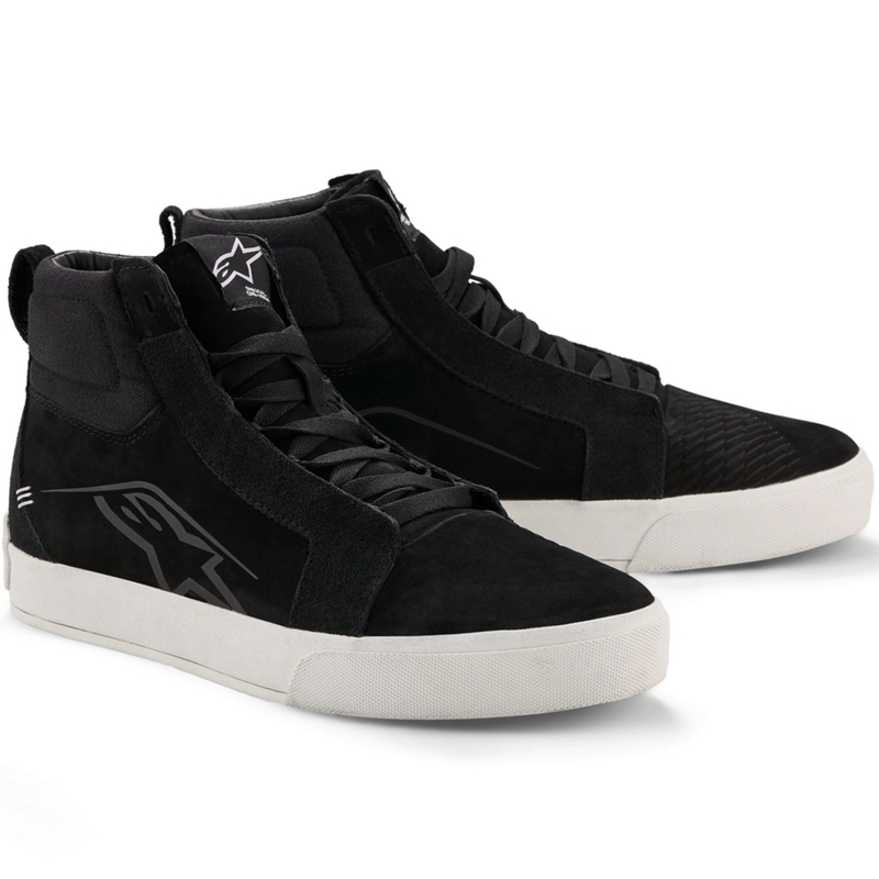 Bottes de moto Alpinestars Ride-63 en cuir noir et blanc