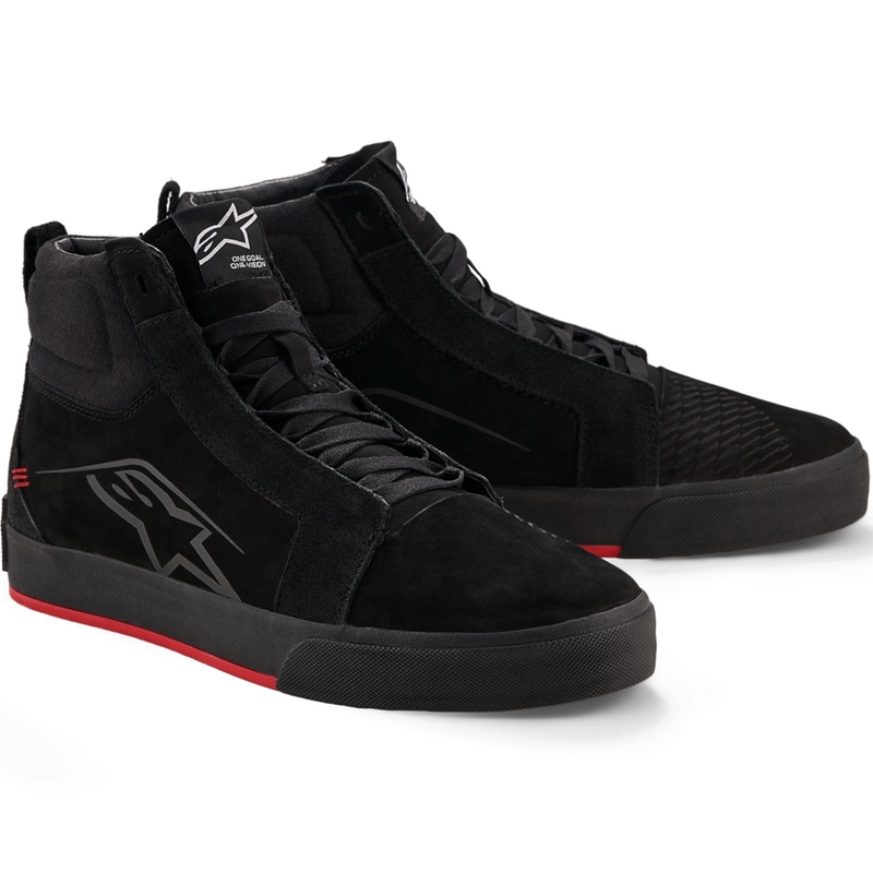 Bottes de moto Alpinestars Ride-63 en cuir noir et rouge