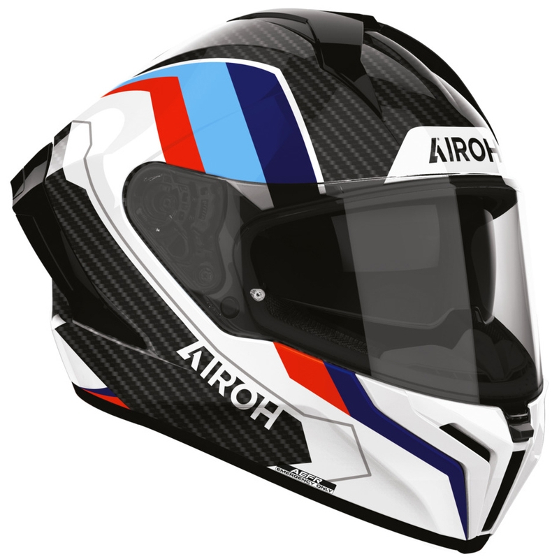 Casque intégral de moto Airoh Matryx Carbon Rank noir-blanc-bleu