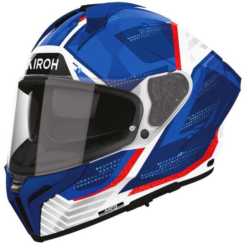 Casque intégral de moto Airoh Matryx Starburst bleu-rouge