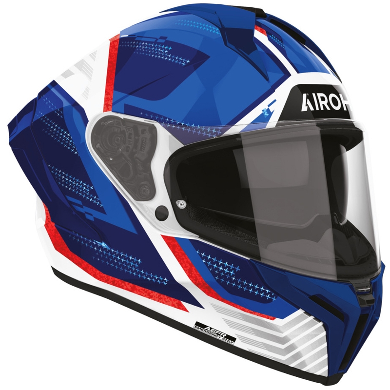 Casque intégral de moto Airoh Matryx Starburst bleu-rouge