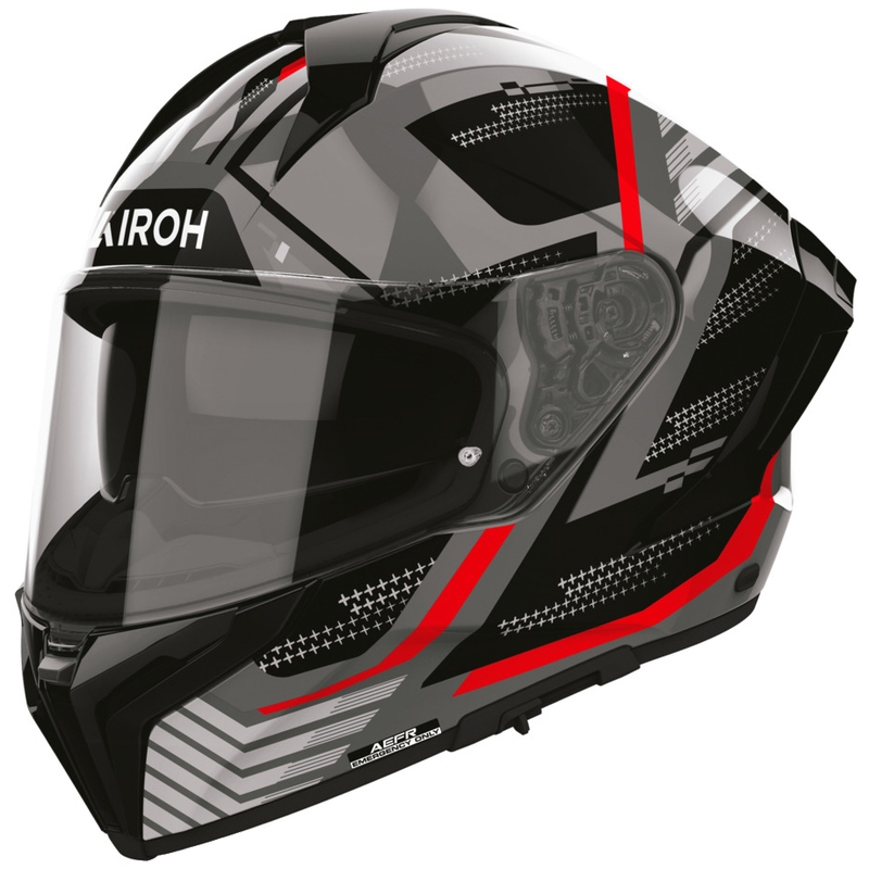 Casque intégral de moto Airoh Matryx Starburst noir et rouge