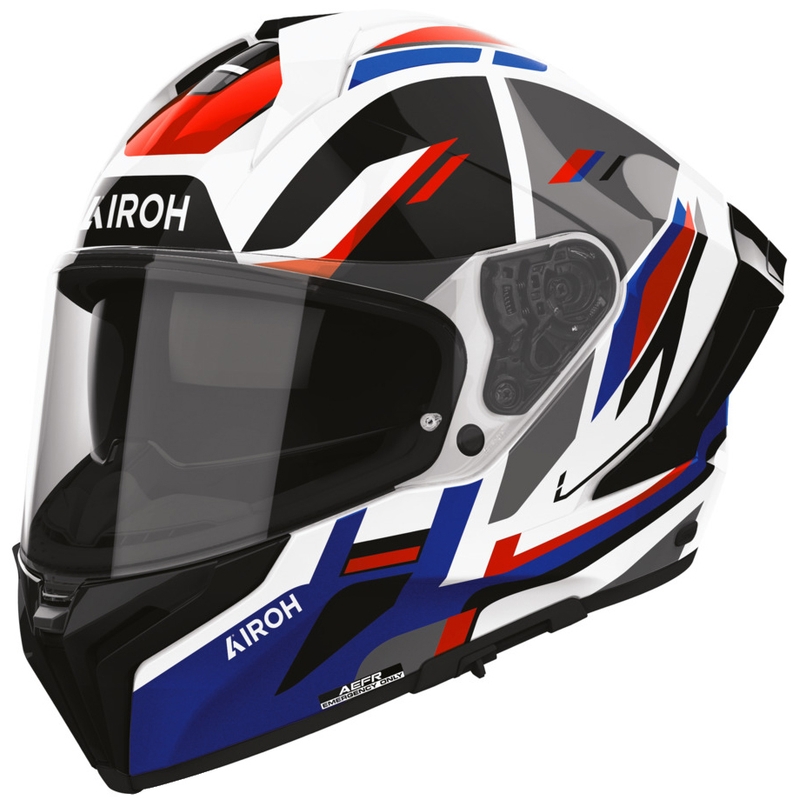 Casque intégral de moto Airoh Matryx Sentry rouge-bleu