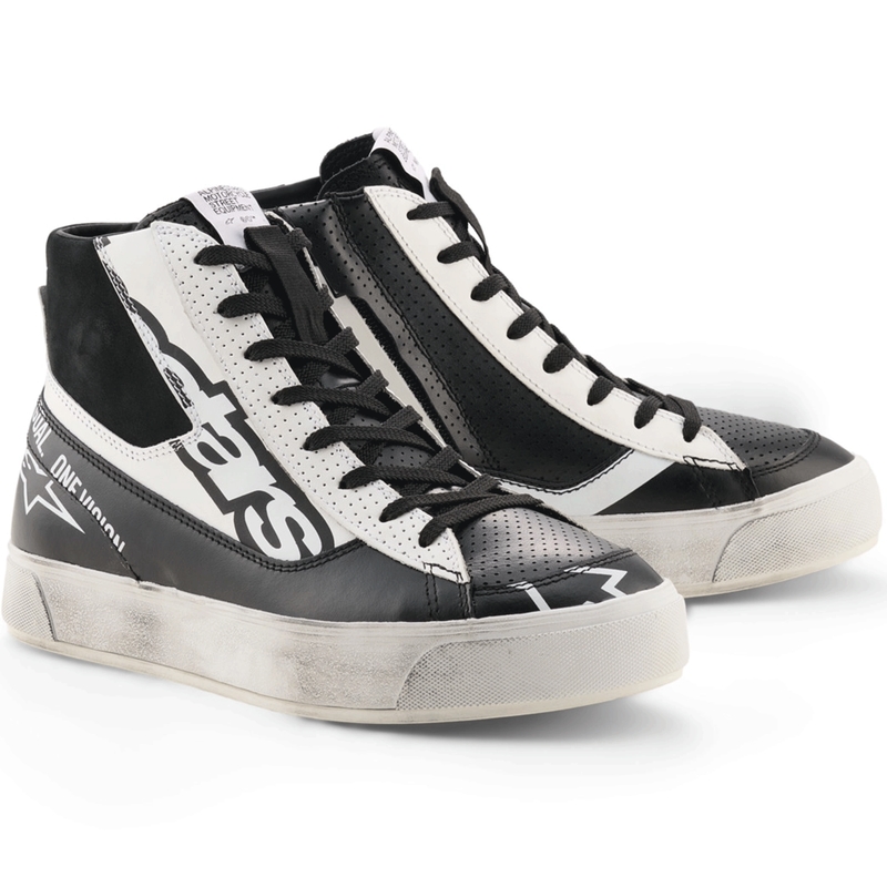 Bottes de moto Alpinestars Stella Stated Flair pour femmes, noir et blanc