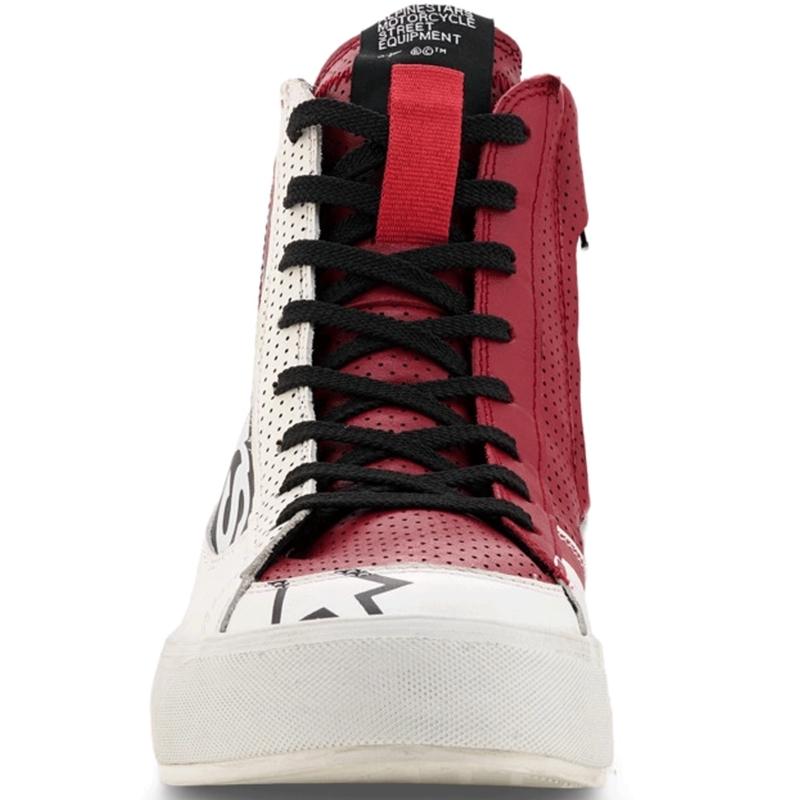 Bottes de moto Alpinestars Stella Stated Flair pour femmes, blanches et rouges