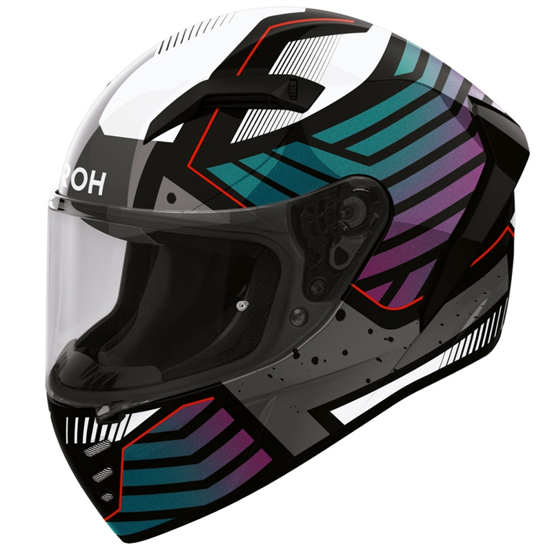Casque intégral de moto Airoh Connor Flex blanc-gris-bleu-violet